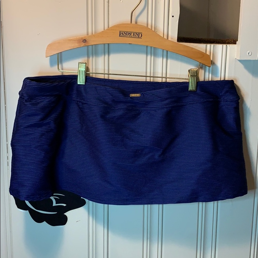 Lands' End swim skirt w panty navy ribbed 16